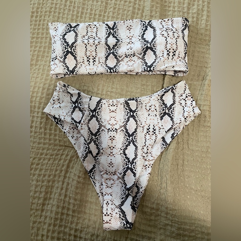 Women’s high waisted snakeskin swimsuit